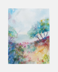 Aquarelle de Prad - Sur le sentier vers la calanque Port-pin