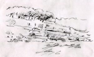 Pointe de la Cacau, étude au crayon pour le tableau #3