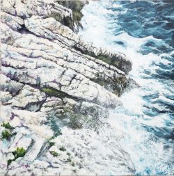 Rochers du Frioul, peinture à l'acrylique, 100 x 100 cm, 2022